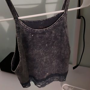 Blue crop top with mesh bottom & spaghetti strings size medium